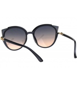 Cat Eye Womens Exposed Cat Eye Tip Lens Designer Round Sunglasses - Slate Pink Smoke - CK18QSASXXK $24.62