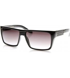 Rectangular Modern Fashion Flat Top Rectangular Sunglasses (Shiny Black) - CC11EIDM4W9 $24.44