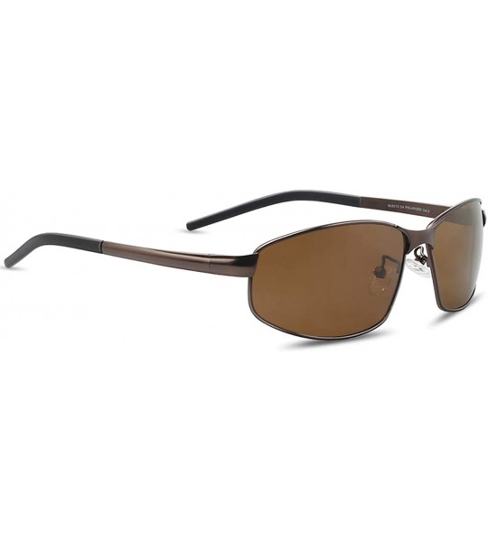 Sport Polarized Sunglasses for Men Women Driving Fishing MJ8015 - Brown&brown - C918SGSDAIT $26.91