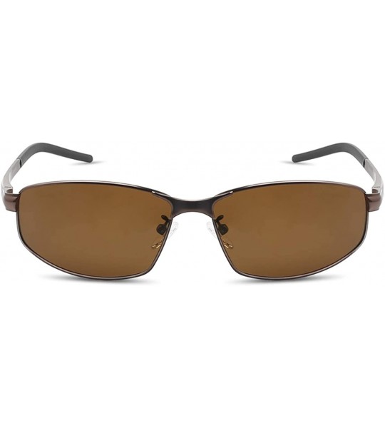 Sport Polarized Sunglasses for Men Women Driving Fishing MJ8015 - Brown&brown - C918SGSDAIT $26.91