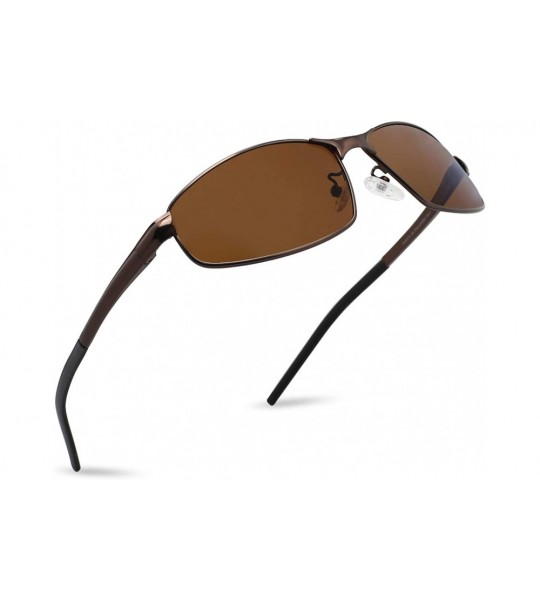 Sport Polarized Sunglasses for Men Women Driving Fishing MJ8015 - Brown&brown - C918SGSDAIT $26.91