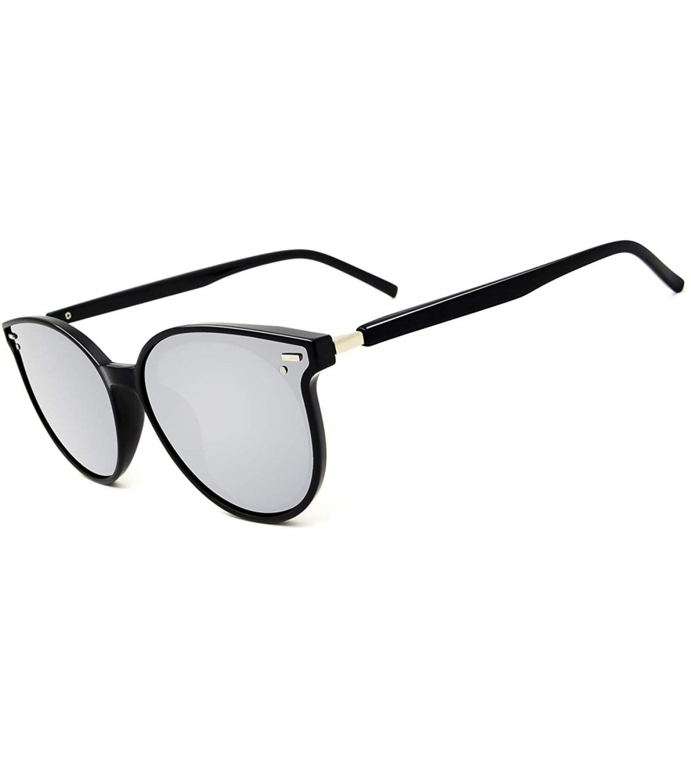Sport Fashion Polarized Round Sunglasses For Men and Women Anti-glare UV400 Protection - Black Frame Silver Lens - CV18SK0OOR...