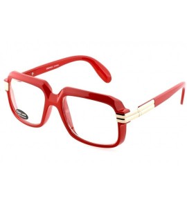 Oversized Gazelle Emcee Oversized Square Sunglasses w/Clear Lenses - Red & Gold Frame - C617YCRU2NZ $21.37