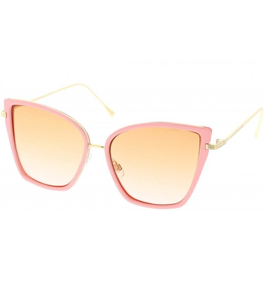 Cat Eye Women's Oversize Slim Arms Colored Gradient Lens Cat Eye Sunglasses 56mm - Pink Gold / Orange Gradient - C6183CXR3EI ...