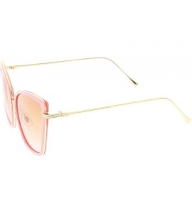 Cat Eye Women's Oversize Slim Arms Colored Gradient Lens Cat Eye Sunglasses 56mm - Pink Gold / Orange Gradient - C6183CXR3EI ...