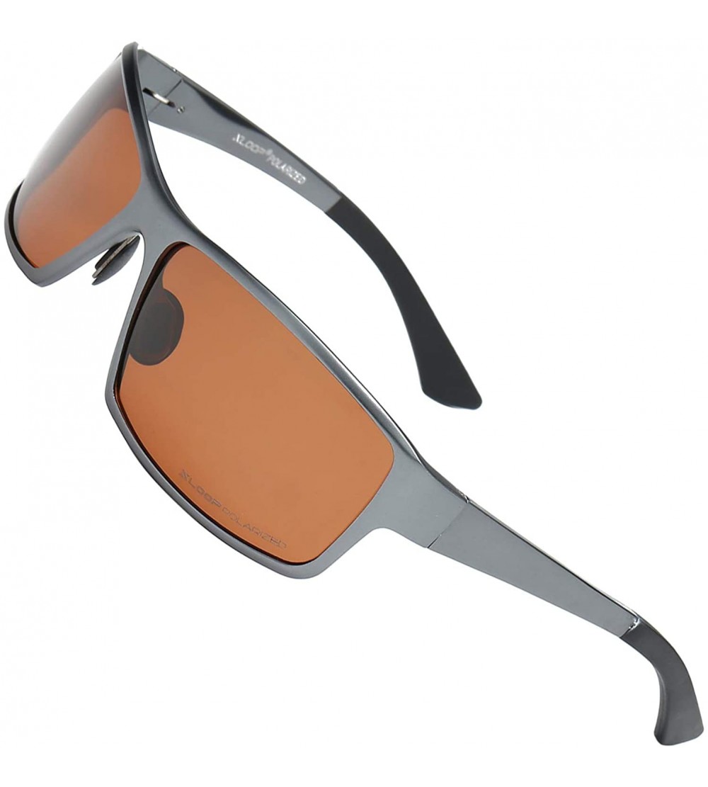 Rectangular Polarized Aircraft Aluminum Metal Rectangular Sport Sunglasses For Men - CL18HWS43LO $52.18