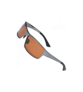 Rectangular Polarized Aircraft Aluminum Metal Rectangular Sport Sunglasses For Men - CL18HWS43LO $52.18