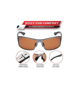 Rectangular Polarized Aircraft Aluminum Metal Rectangular Sport Sunglasses For Men - CL18HWS43LO $52.18