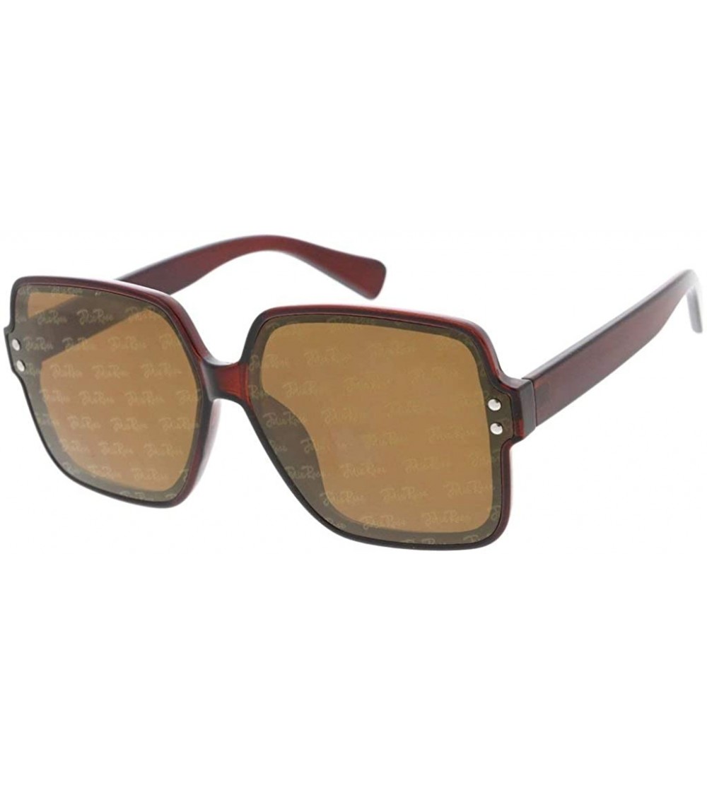 Square x Jolie Rose Retro Fashion Square Sunglasses - Brown - CQ18ASAXD2M $22.38