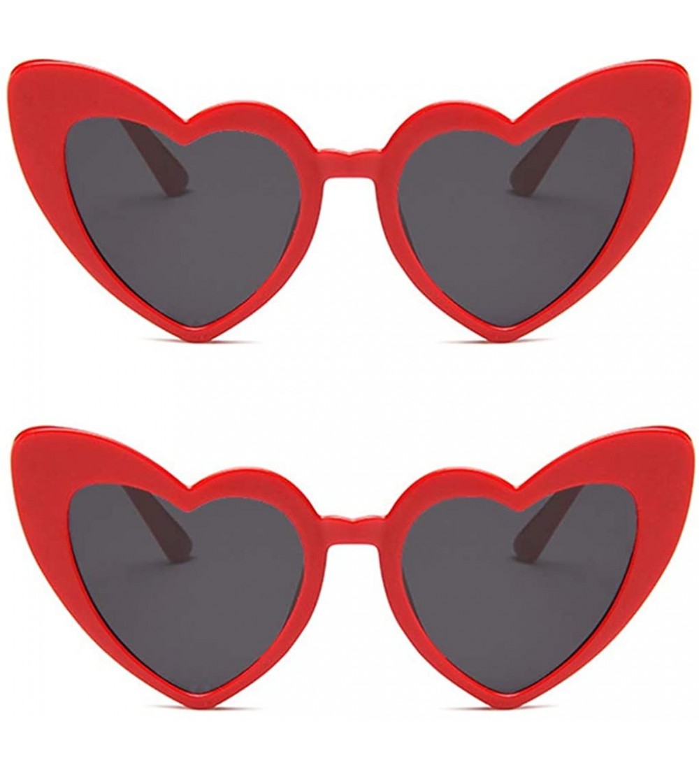 Cat Eye Heart Shaped Sunglasses for Women-Vintage Cat Eye Mod Style Retro Kurt Cobain Glasses - 2 Red - C518ZA84NR8 $27.97