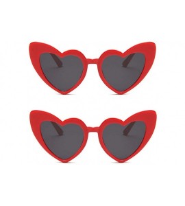 Cat Eye Heart Shaped Sunglasses for Women-Vintage Cat Eye Mod Style Retro Kurt Cobain Glasses - 2 Red - C518ZA84NR8 $27.97