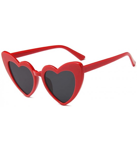 Cat Eye Heart Shaped Sunglasses for Women-Vintage Cat Eye Mod Style Retro Kurt Cobain Glasses - 2 Red - C518ZA84NR8 $27.97