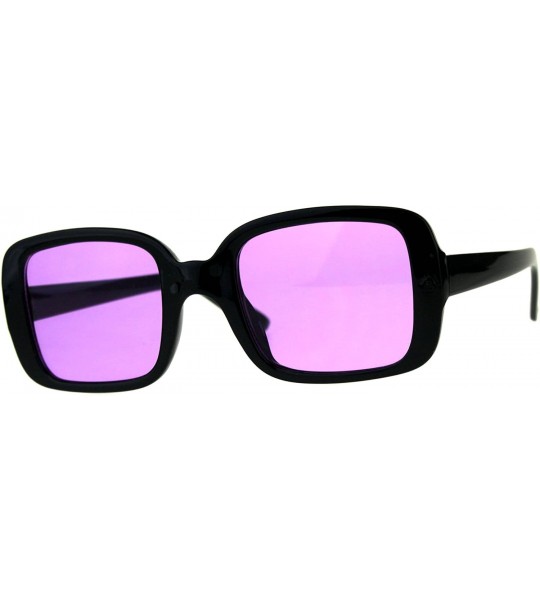 Rectangular Square Rectangular Frame Sunglasses Womens Vintage Fashion Shades - Black (Purple) - CC18DASE8WZ $19.87