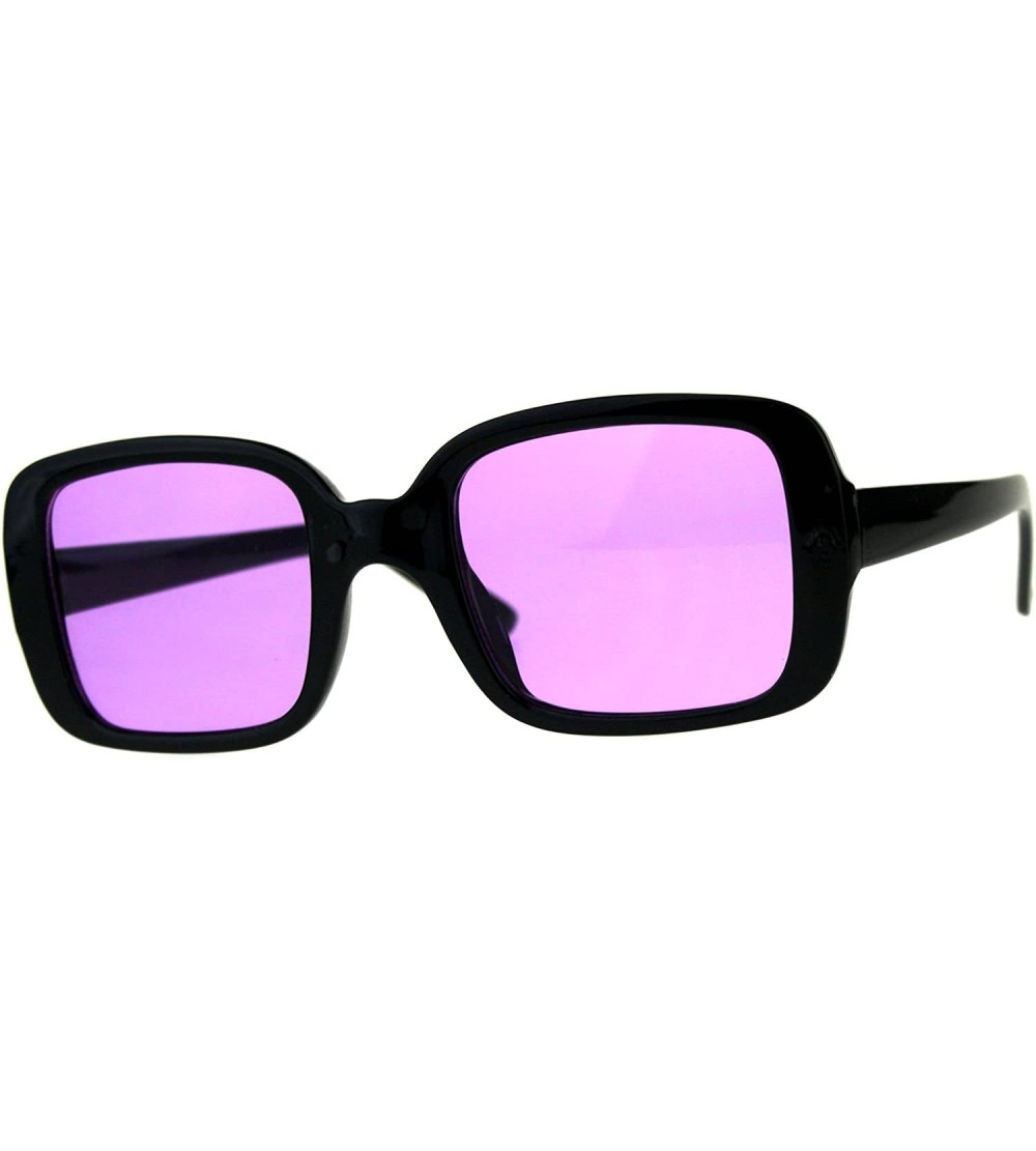 Rectangular Square Rectangular Frame Sunglasses Womens Vintage Fashion Shades - Black (Purple) - CC18DASE8WZ $19.87