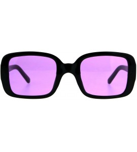 Rectangular Square Rectangular Frame Sunglasses Womens Vintage Fashion Shades - Black (Purple) - CC18DASE8WZ $19.87