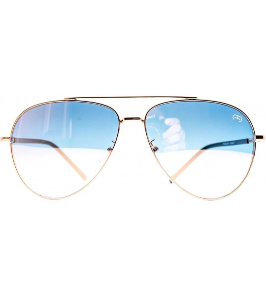 Aviator F070 Trendy Aviator - for Womens-Mens 100% UV PROTECTION - Gold-bluemirror - CM192TDLT4L $34.51