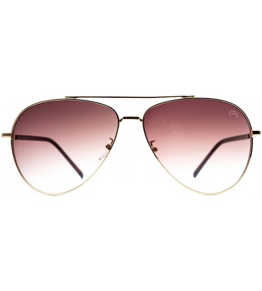 Aviator F070 Trendy Aviator - for Womens-Mens 100% UV PROTECTION - Gold-bluemirror - CM192TDLT4L $34.51