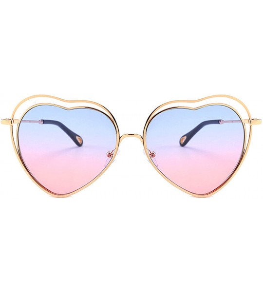 Round Vintage style Heart Sunglasses for Men or Women metal PC UV400 Sunglasses - Blue Pink - C218SASCXND $38.75