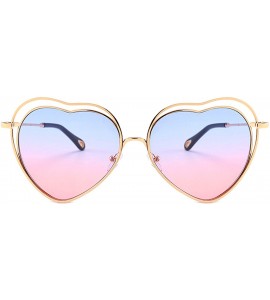 Round Vintage style Heart Sunglasses for Men or Women metal PC UV400 Sunglasses - Blue Pink - C218SASCXND $38.75