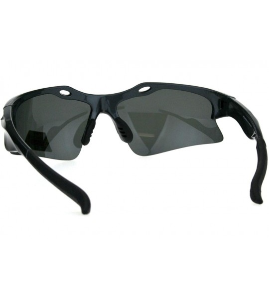 Sport Mens 1.0MM TAC Polarized Lens Aerodynamic Baseball Half Rim Sunglasses - Grey Black - C718HGLX887 $23.80