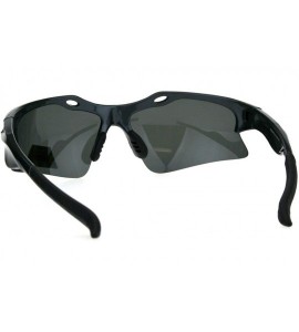 Sport Mens 1.0MM TAC Polarized Lens Aerodynamic Baseball Half Rim Sunglasses - Grey Black - C718HGLX887 $23.80