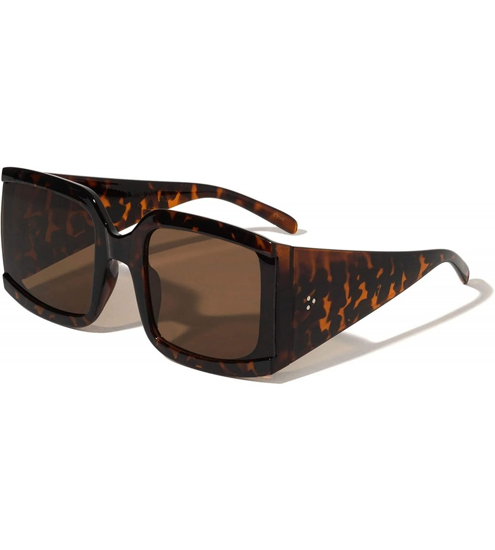 Square Albuquerque Oversized Flat Lens Square Butterfly Sunglasses - Brown Dem - C71972I7N84 $26.05