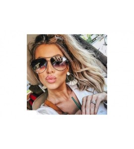 Oversized Mini Black Sunglasses Luxury Women Fashion 2019 Mirror Pink Glasses Pilot Style Adult Girls Gradient UV400 - CQ198A...