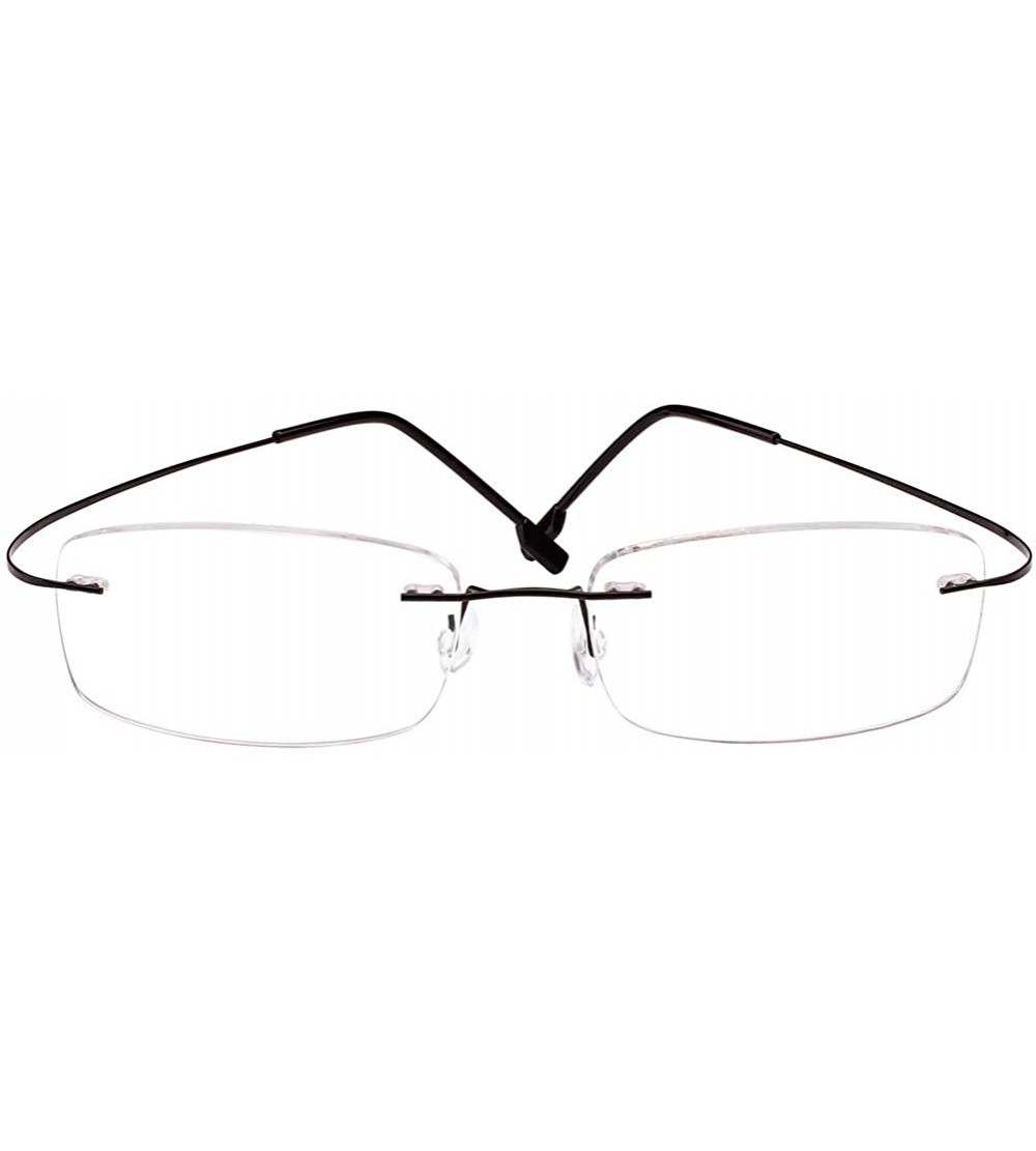 Square Memory Titanium Frameless Lightweight Reading Glasses Hingeless Flexibled Frames for Mens Womens - Black - C918QSLODO9...