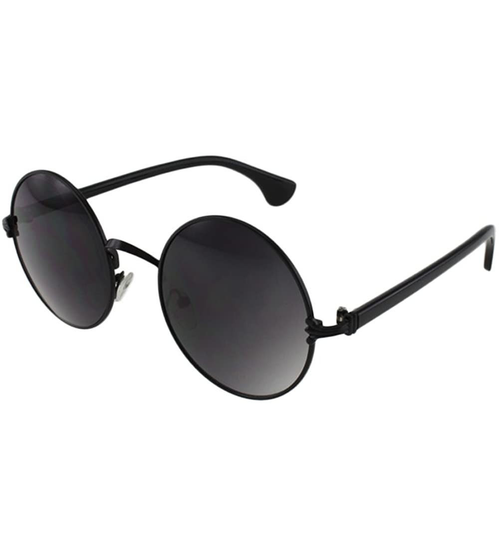 Goggle Jules - Retro Round Sunglasses with Microfiber Pouch - Black / Smoke - CY187UGIU96 $23.07