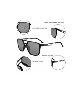 Aviator Ultra Lightweight Polarized Sunglasses For Men&Women Aluminum Metal TR90 Combined Frame - Black - C618WCNK46Y $34.78