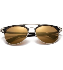 Aviator "City" Modern Geometric Fashion Sunglasses - Silver/Brown - CH12MCS684B $22.37