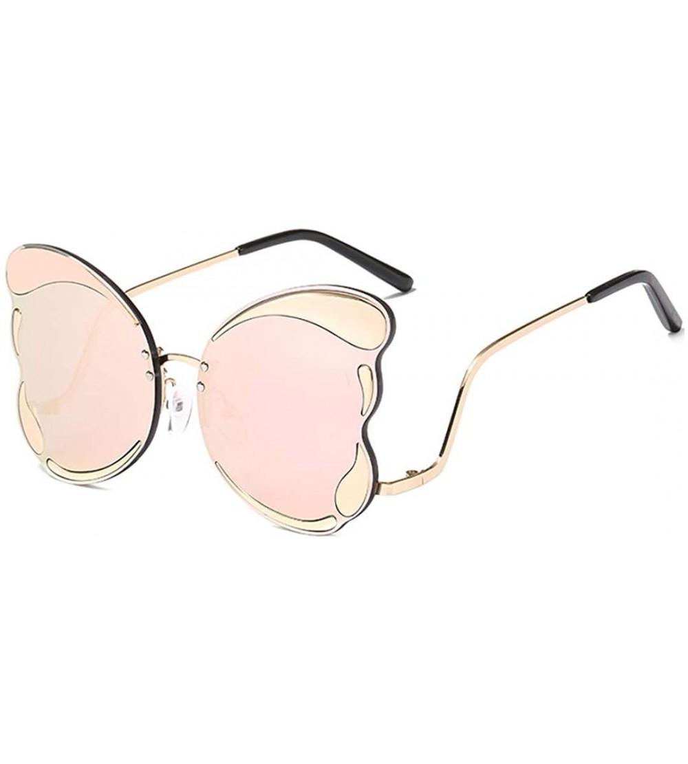 Square Unique Butterfly Shape Frame Fashion Sunglasses UV Protection - Gold Frame Pink Lens - CA18RW9DLW0 $29.42