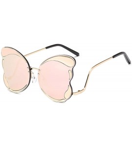 Square Unique Butterfly Shape Frame Fashion Sunglasses UV Protection - Gold Frame Pink Lens - CA18RW9DLW0 $29.42