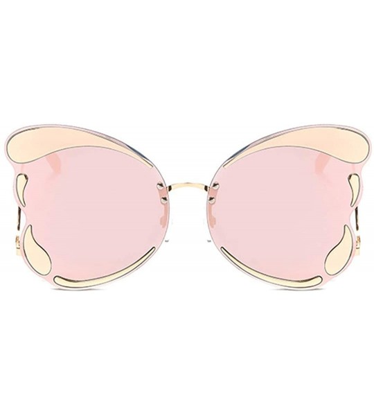 Square Unique Butterfly Shape Frame Fashion Sunglasses UV Protection - Gold Frame Pink Lens - CA18RW9DLW0 $29.42