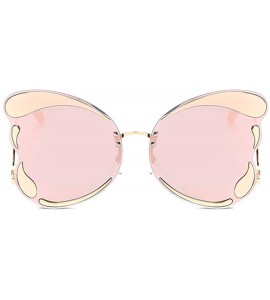 Square Unique Butterfly Shape Frame Fashion Sunglasses UV Protection - Gold Frame Pink Lens - CA18RW9DLW0 $29.42