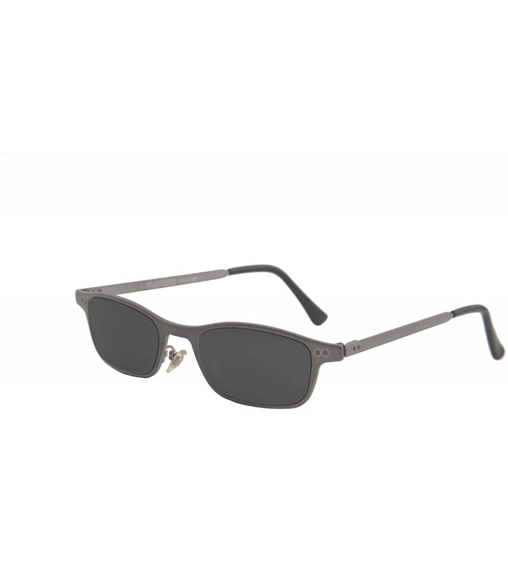 Goggle Sunglasses for Men Small Stylish Trendy Metal Rectangular Frame Durable - Metal Silver Frame/ Black Lens - CM18M5S4K2G...
