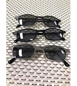 Goggle Sunglasses for Men Small Stylish Trendy Metal Rectangular Frame Durable - Metal Silver Frame/ Black Lens - CM18M5S4K2G...