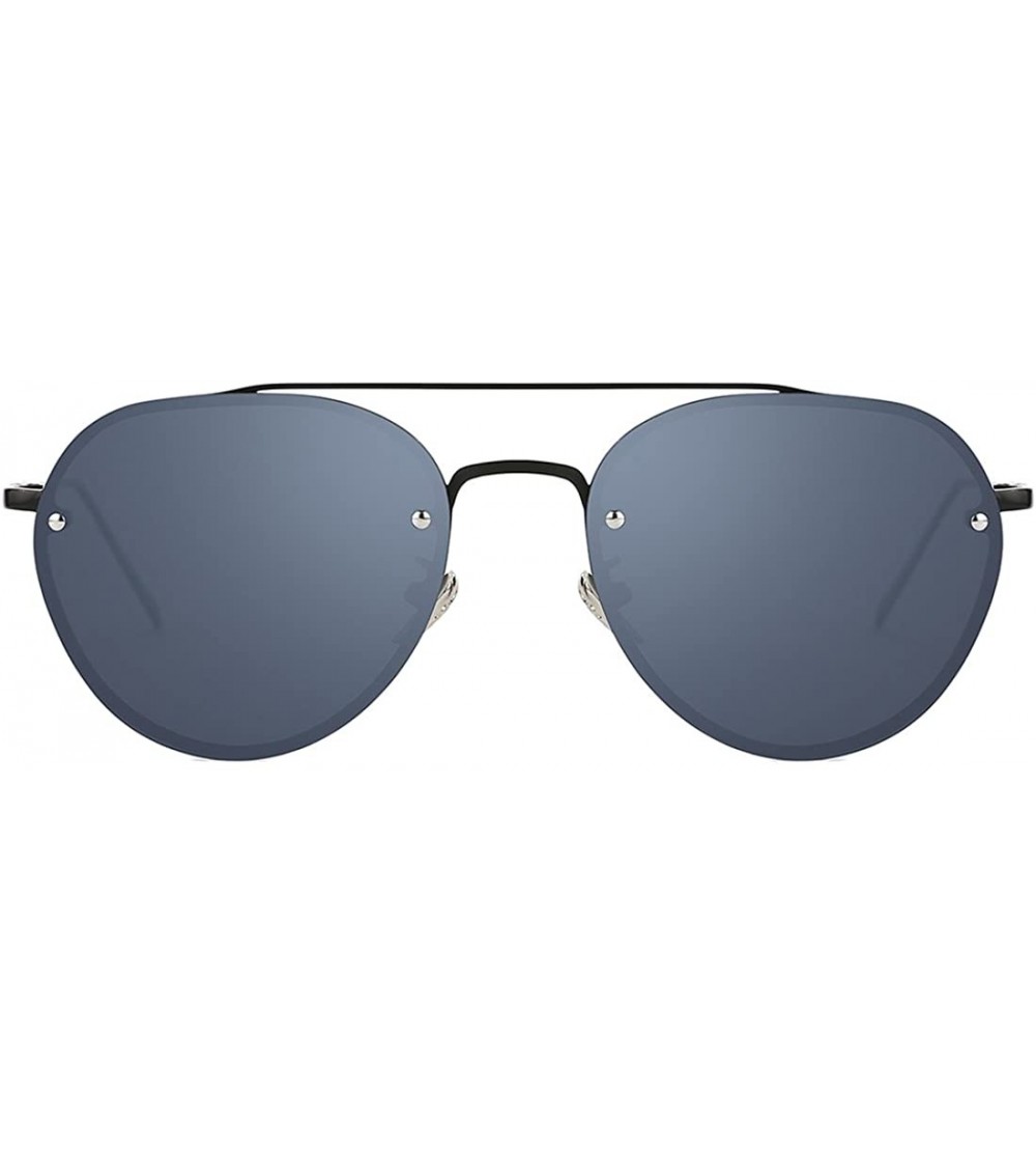 Rimless Women Polarized Sunglasses Metal Frame-Mirrored with 100% UV Protection Men - Black-black - CF18ICNULO6 $25.62