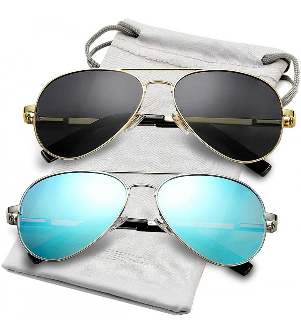 Aviator Polarized Aviator Sunglasses for Men Women Vintage Round Metal Sun Glasses 100% UV400 Protection - CX18SHS6DYK $40.91