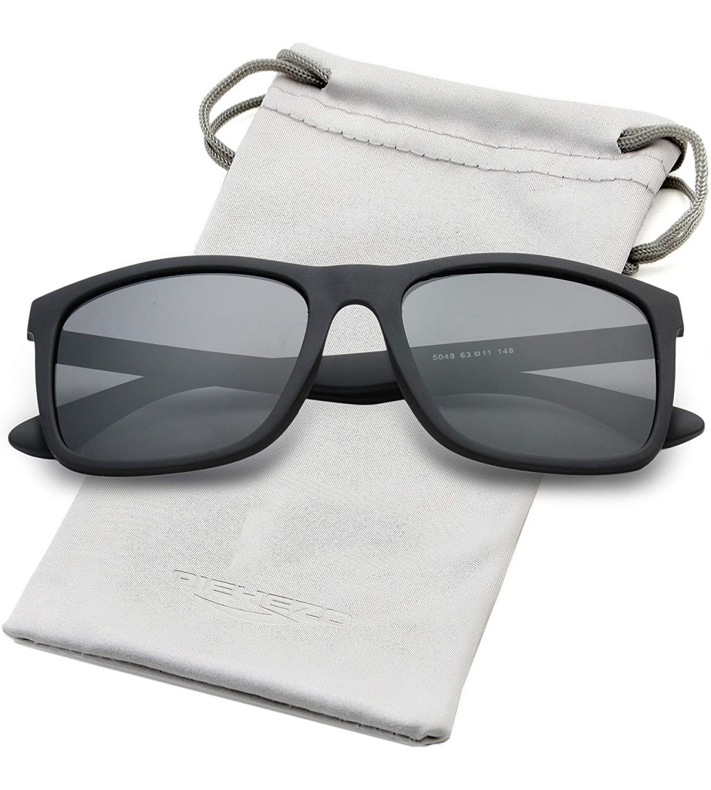 Aviator Unisex Polarized Sunglasses Vintage Square Frame Sun Glasses 100% UV400 Protection - B1 Matte Black/Grey - C618S28UN8...