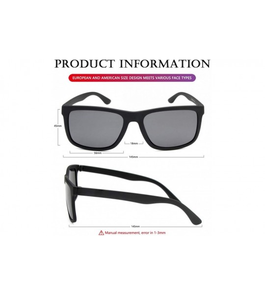 Aviator Unisex Polarized Sunglasses Vintage Square Frame Sun Glasses 100% UV400 Protection - B1 Matte Black/Grey - C618S28UN8...