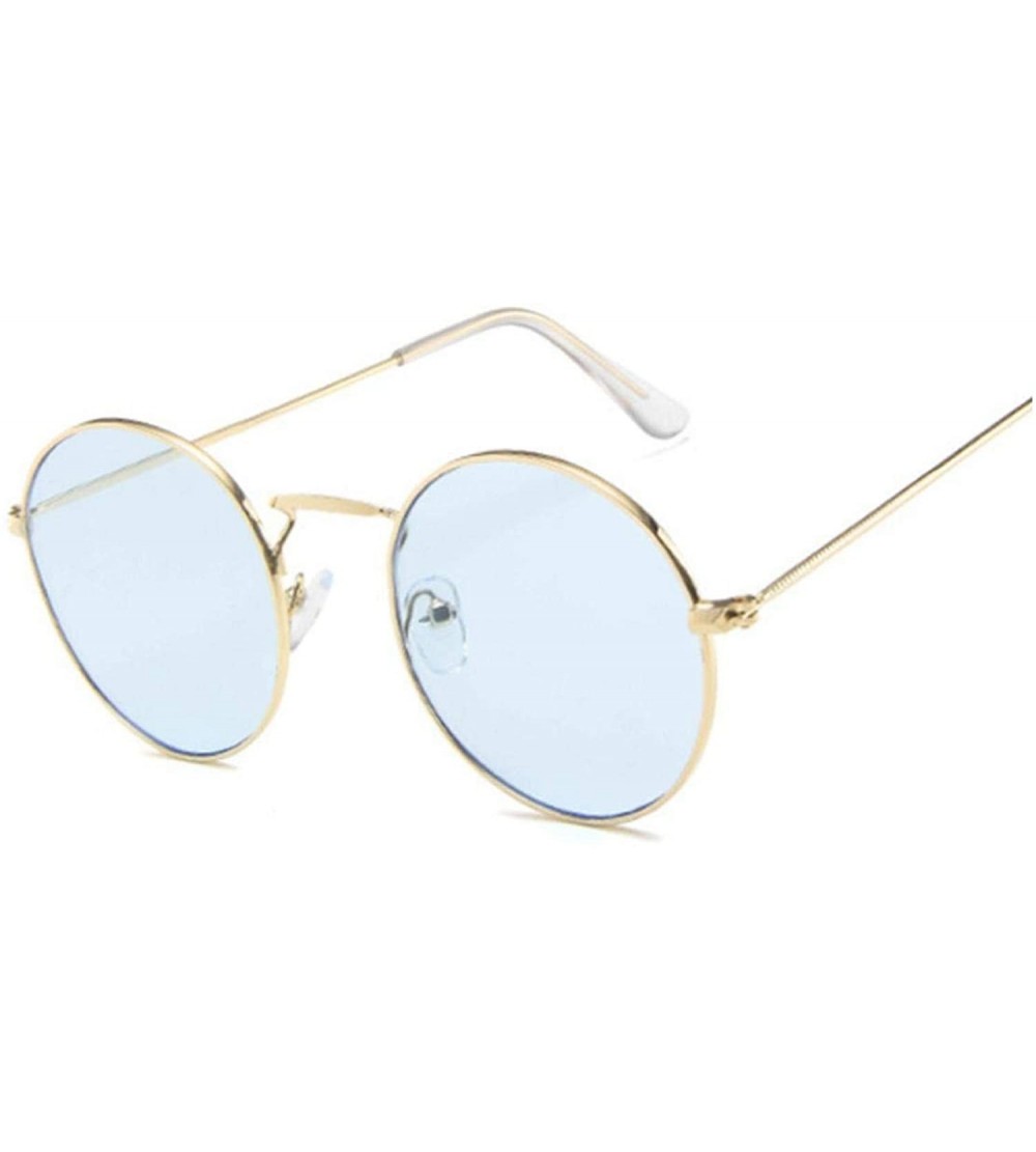 Shield Round Sunglasses Women Brand Designer Sun Glasses Female Fashion Summer Feminino - Goldblue - CC198A0ESLZ $62.66