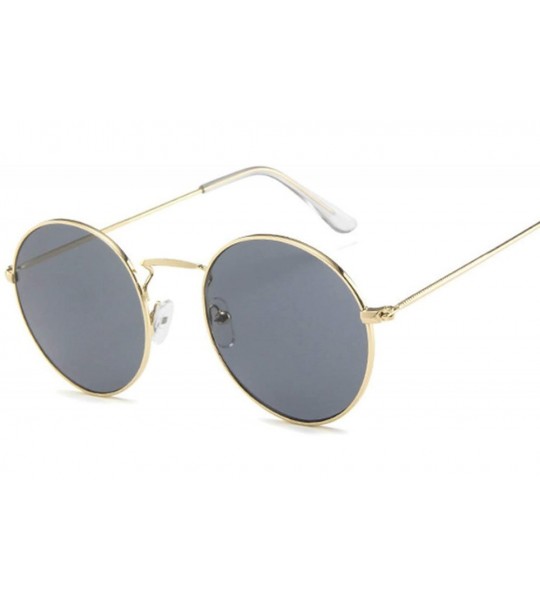 Shield Round Sunglasses Women Brand Designer Sun Glasses Female Fashion Summer Feminino - Goldblue - CC198A0ESLZ $62.66