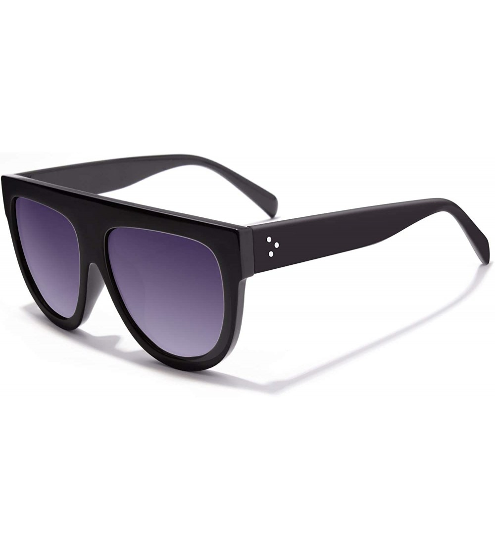 Oversized Fashion Designer Women Sunglasses Oversized Flat Top Square Frame Retro Gradient Lens MOS9 - CR17YK2NSII $19.46
