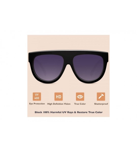 Oversized Fashion Designer Women Sunglasses Oversized Flat Top Square Frame Retro Gradient Lens MOS9 - CR17YK2NSII $19.46