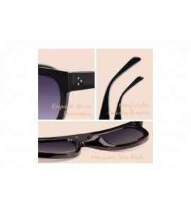 Oversized Fashion Designer Women Sunglasses Oversized Flat Top Square Frame Retro Gradient Lens MOS9 - CR17YK2NSII $19.46