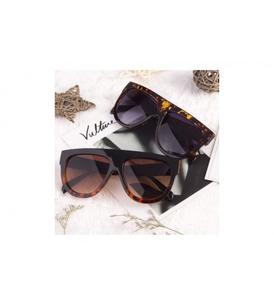 Oversized Fashion Designer Women Sunglasses Oversized Flat Top Square Frame Retro Gradient Lens MOS9 - CR17YK2NSII $19.46