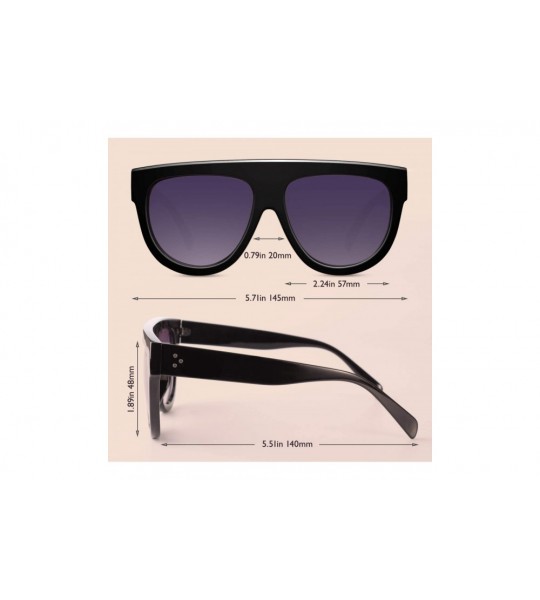 Oversized Fashion Designer Women Sunglasses Oversized Flat Top Square Frame Retro Gradient Lens MOS9 - CR17YK2NSII $19.46