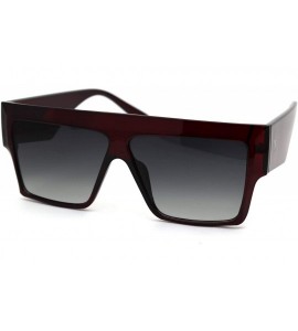 Rectangular Thick Plastic Mobster Flat Top Hipster Sunglasses - Burgundy Green - CO18YZKCLNT $19.42