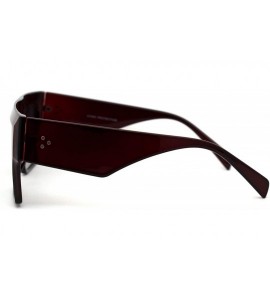 Rectangular Thick Plastic Mobster Flat Top Hipster Sunglasses - Burgundy Green - CO18YZKCLNT $19.42